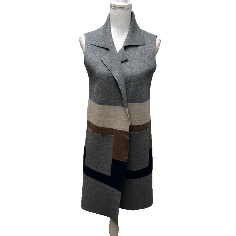 THML Cardigan Sweater Jumper Womens Medium Stripe Mid Length Sleeveless Boho